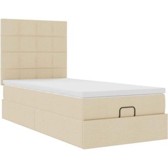 vidaXL Cama Otomana Con Colch&oacute;n Crema 90x200 Cm Tela Vidaxl
