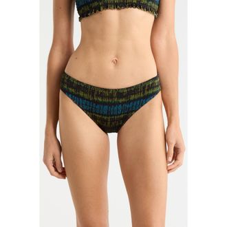 Ulla Johnson Marseille Tie Dye Smocked Bikini Bottoms in Lagoon at Nordstrom, Size X-Large