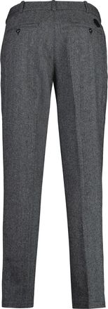 Moncler Mens Trousers Wool-Blend Black Calf Leather