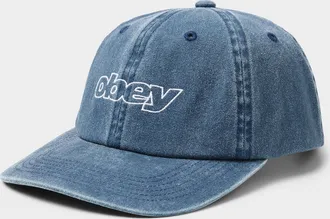 Obey Mens Slanted logo pigment denim cap