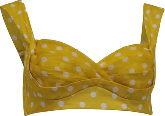 Zimmermann Polka Dot Bralette Top in Yellow Linen