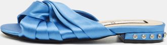 N&deg;21 N&ordm;21 Blue Satin Knot Flat Slides