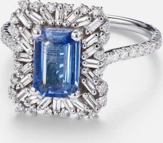 Suzanne Kalan Anillo de oro blanco de 18 ct con zafiros y diamantes