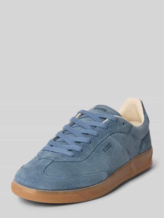 HUGO BOSS Low Top Sneaker aus echtem Leder Modell BRENTA_TENN_FULLSD in Jeansblau, Gr&ouml;&szlig;e 40