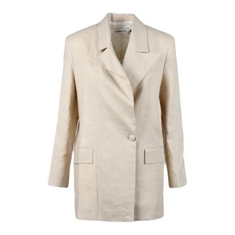 Nineminutes Jas - Dames - Blazers - Beige - S - Linnen - Jassen