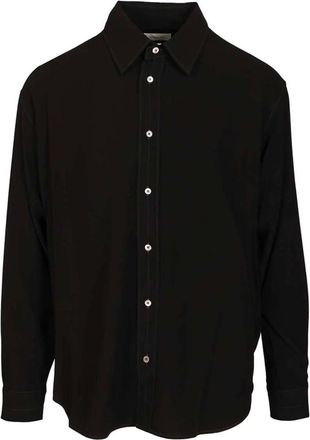 Christophe Lemaire Overhemden, Heren, Zwart, M, Wol, Relaxed Wool and Viscose Shirt