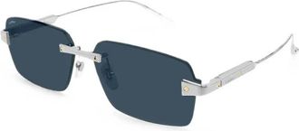 Cartier Rechthoekige Zonnebril - Heren - Accessoires - Grijs - Maat: 63 MM
