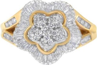 House of Brilliance 10KT Yellow Gold 1.00 cttw Diamond Ballerina Ring at Nordstrom, Size 7