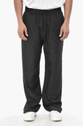 Off-white Pantaloni PAJAMA in Misto Seta Jacquard Motivo Monogram Off-White