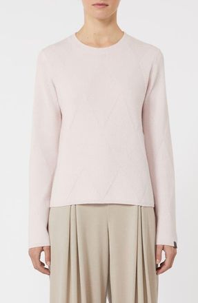 Max Mara Baffo Diamond Stitch Cashmere Crewneck Sweater in Pink at Nordstrom, Size X-Small