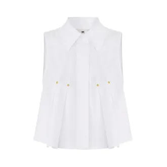 Elisabetta Franchi Shirts, female, White, Size: XS Camicia in popeline di cotone