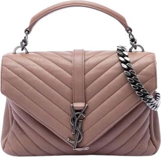 Saint Laurent Pre-owned Handbags, female, Brown, Size: ONE SIZE Pre-owned The College Satchel