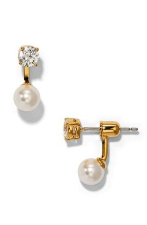 Nadri Esme Crystal & Faux Pearl Drop Earrings in Gold at Nordstrom