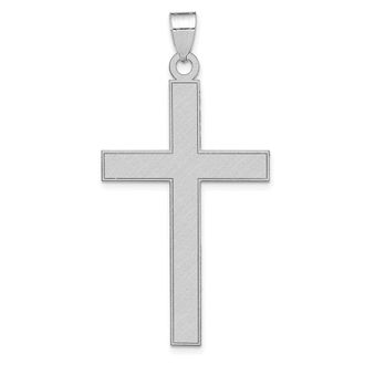 Diamond2Deal 14k White Gold Florentine Satin Cross Pendant