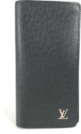 Louis Vuitton Taiga Ardoise Black Taiga Leather Long Wallet (Bi-Fold) (Pre-Owned)