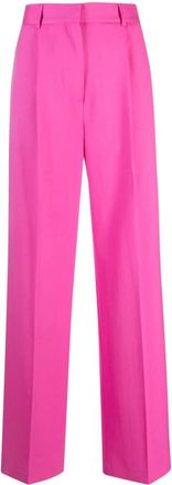 Msgm pleated straight-leg trousers - women - Polyester/Virgin Wool/Spandex/Elastane - 42 - Pink