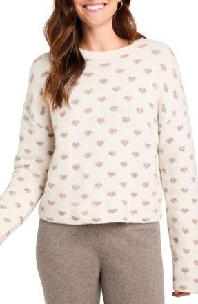 Splendid Lolly Hearts Jacquard Crewneck Sweater in Oat Heather/Tawny at Nordstrom Rack, Size X-Large
