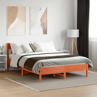 Berkfield Home Beautiful Bed Frame Frame Wax Brown 150x200 cm King Size Solid Wo