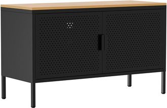 Oviala Aparador moderno de 2 puertas L100 cm en metal negro