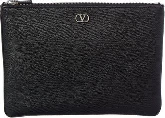 Valentino Vlogo Signature Leather Pouch