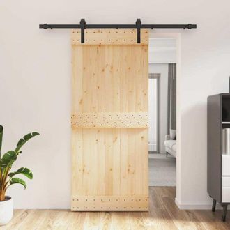 vidaXL Puerta Corredera Con Herrajes Madera Maciza De Pino 90x210 Cm Vidaxl
