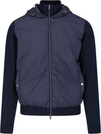 Herno Blue Cotton-Blend Resort Hooded Jacket