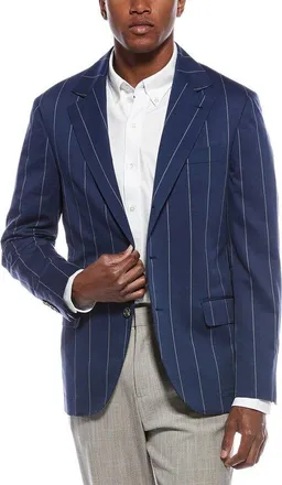Brunello Cucinelli Indigo Pinstripe Tailored Blazer, Brand Size 50 (US Size 40)