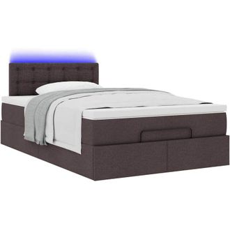 vidaXL Estructura De Cama Otomana Colch&oacute;n Tela Marr&oacute;n Oscuro 120x190cm Vidaxl