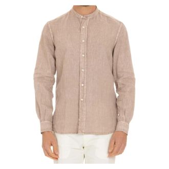 Aspesi Poeder Overhemden met Zichtbare Knoopsluiting - Heren - Casual Overhemden - Roze - XL - Linnen - Overhemden