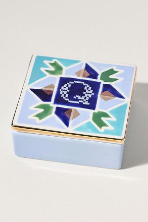 Anthropologie Quilted Monogram Trinket Box