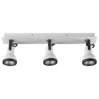 Beliani Beliani - Conjunto De 3 L&aacute;mparas De Techo De Metal Blanco Negro Brazo Articulado Baro
