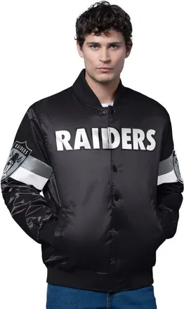 Starter Mens Starter Black Las Vegas Raiders Triple Option Satin Varsity Vintage Logo Full-Snap Jacket at Nordstrom, Size Xxx-Large