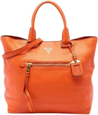 Prada Pre-owned Vintage Satchel - Dames - Vintage Shopper - Oranje - ONE Size - Leer - Vintage