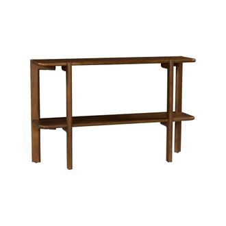 Sweeek Consola ex&oacute;tica de madera de acacia con 1 estante, nogal