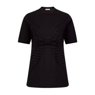Nina Ricci T-Shirts, female, Black, Size: XS Cotton Blouse With A Bow