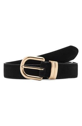 Mango Suede Belt in Black at Nordstrom, Size Medium