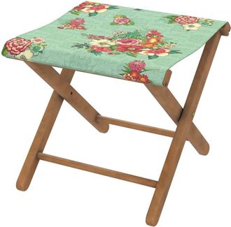 Vent de Boh&egrave;me Taburete plegable de haya con tela outdoor dise&ntilde;o floral laguna