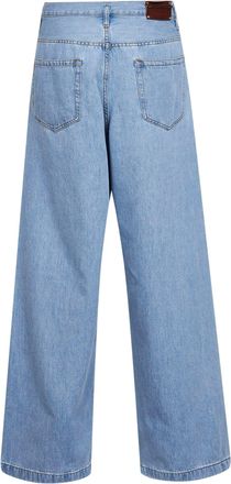 Dries Van Noten Mens Jeans High-Rise Wide-Leg Light Blue Cotton