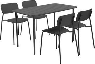 Sweeek Metal garden table 120 cm + 4 chairs, anthracite - Amelia + Liva