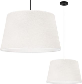 OEM L&aacute;mpara Colgante Cono De Yute Negro 1 Pantalla Plana Blanca 44cm