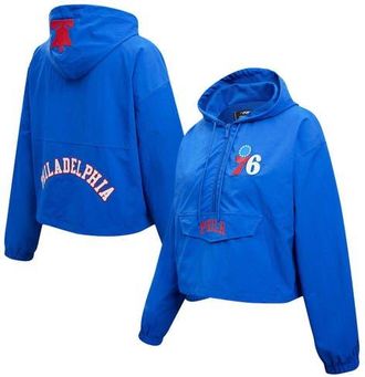 Pro Standard Womens Pro Standard Royal Philadelphia 76ers Classic Wind Woven Cropped Half-Zip Jacket at Nordstrom, Size Medium