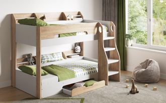 Flair Flick Bunk Bed with Storage in Light Oak | Size: Single