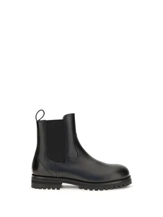 Loro Piana Mens Leather Ankle Boots Kent Black