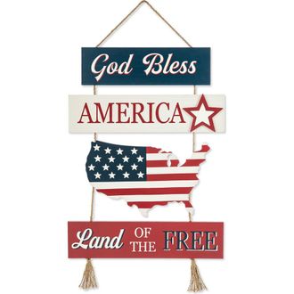 Glitzhome Patriotic Americana Word Sign Door Hanger in Blue at Nordstrom, Size Small