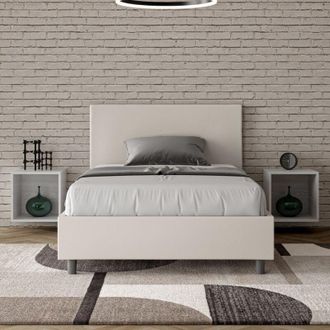 Itamoby Itamoby - Letto una piazza e mezza contenitore imbottito 120x190 similpelle bianco Adele