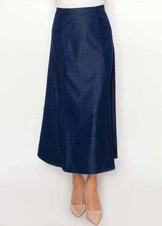 YAL New York Dark Navy Denim Midi Skirt