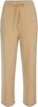 Elisabetta Franchi Cashmere broek met trekkoord - Dames - Sweatpants - Beige - M - Wol - Broeken