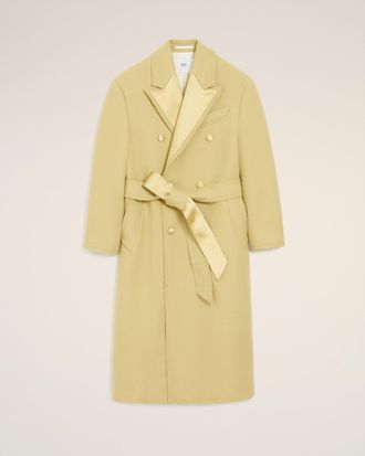 Ami Green Wool Double Breasted Long Coat Green - 34 - for Women