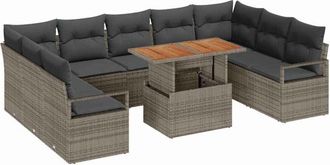 vidaXL Vidaxl - Conjunto de sofá de jardín 10 pcs Gris, Marrón 100 x 55 x 73 cm