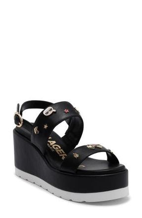 Karl Lagerfeld Cleome Slingback Platform Wedge Sandal in Black at Nordstrom Rack, Size 5.5